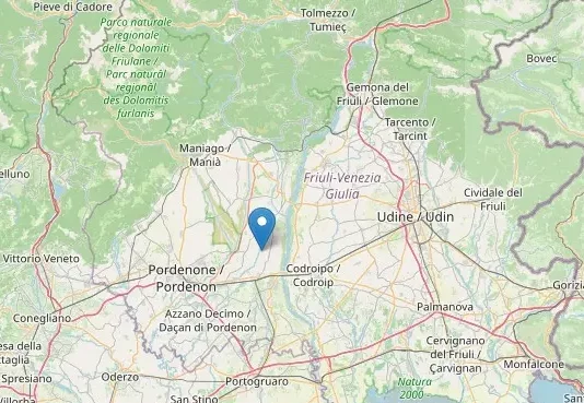 Minor Earthquake Felt Near Valvasone Arzene in FVG